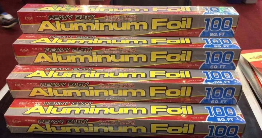 Boxes of heavy duty commercial aluminum foil rolls